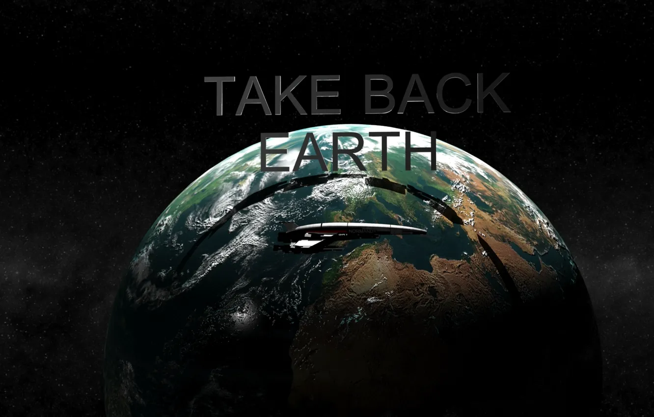 Фото обои earth, Земля, render, normandy, ship, max, 3ds, take earth back