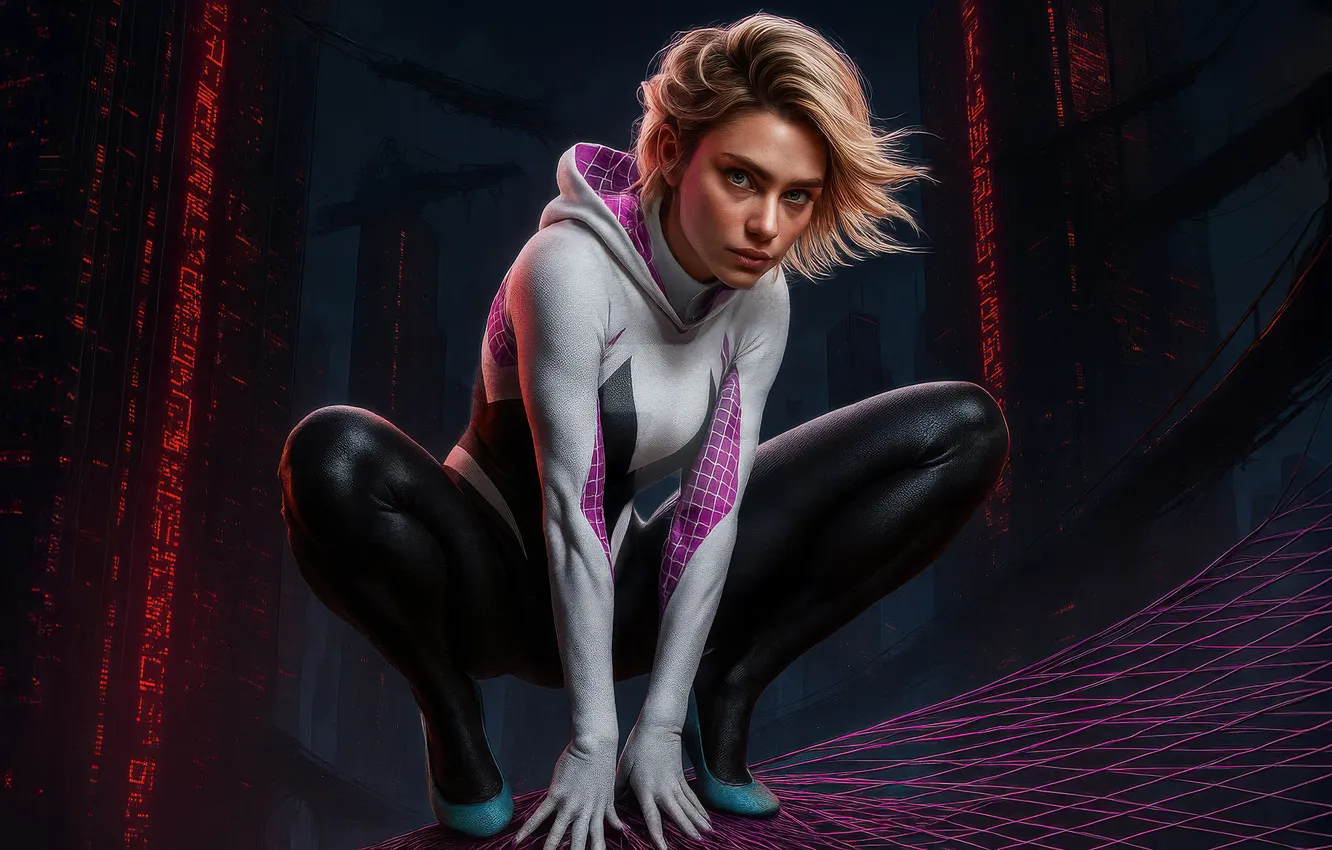 Фото обои spider, gwen, dynamic