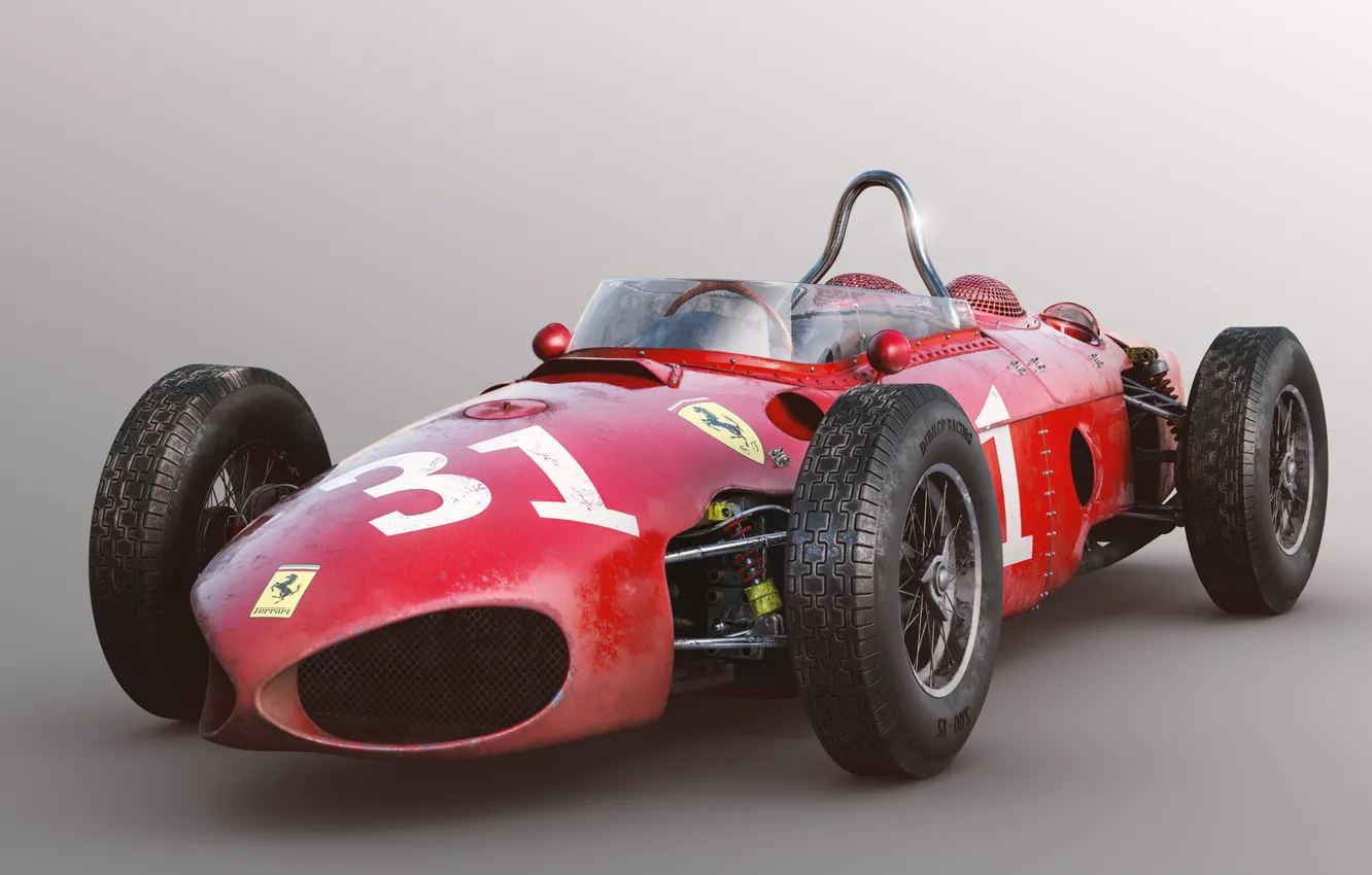Фото обои красный, автомобиль, Ferrari 156