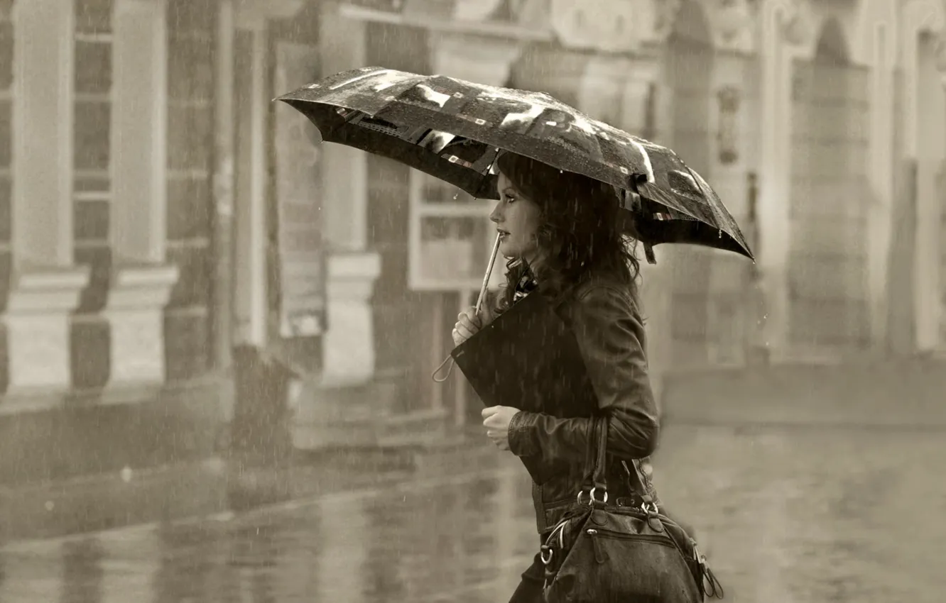 Фото обои rain, dress, beautiful, mood, lovely, urban girl