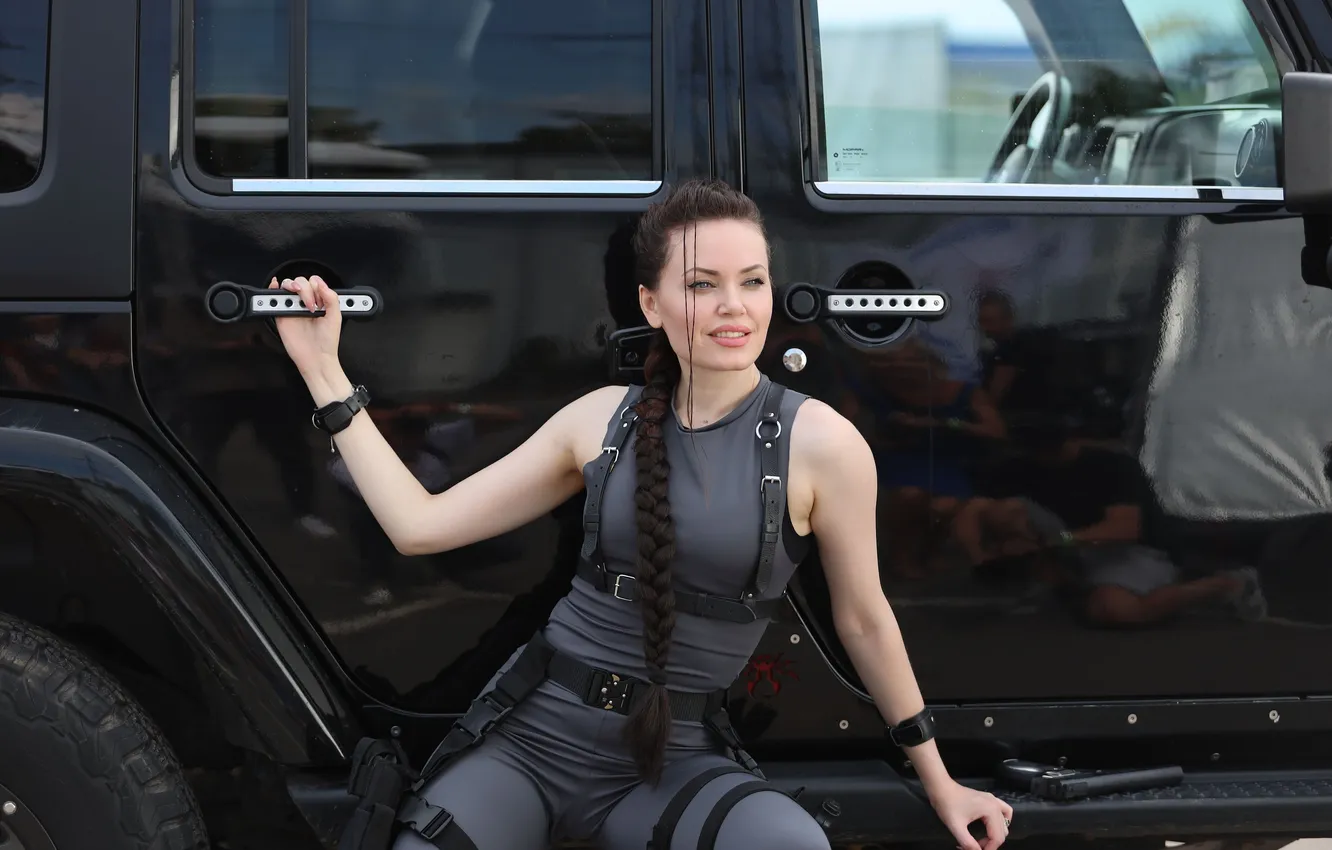 Фото обои woman, young, beautiful, model, braid, cosplay, brunette, long-haired