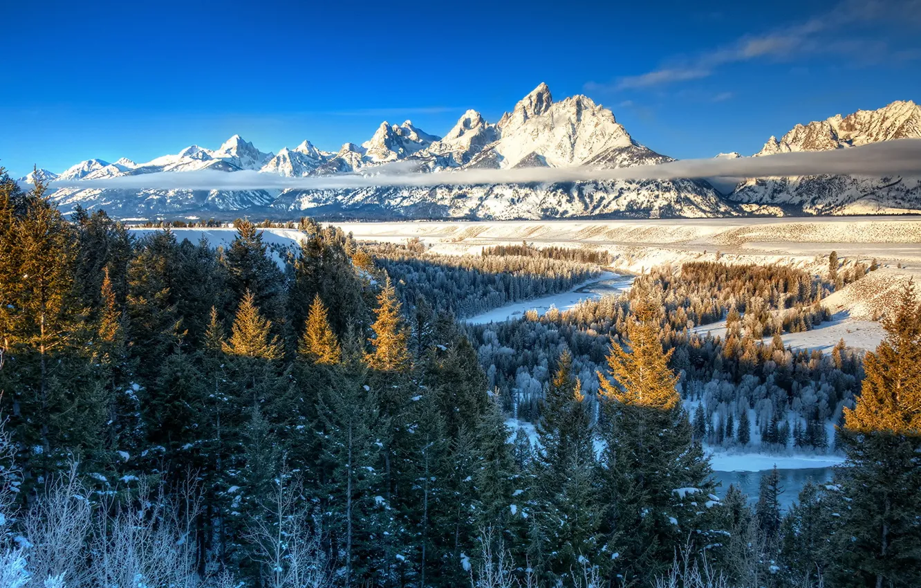 Фото обои Snake River, wyoming, grand teton, Ansel Adams