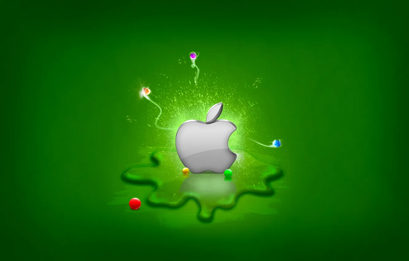 Фото обои зелень, Apple, Splash