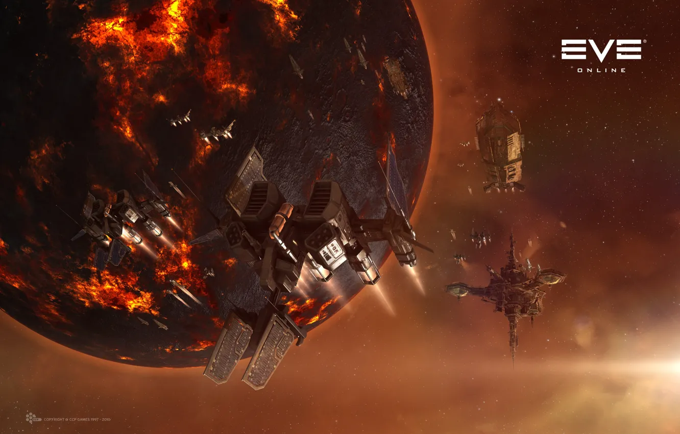 Фото обои космос, туманность, планета, станция, space, космический корабль, station, eve online