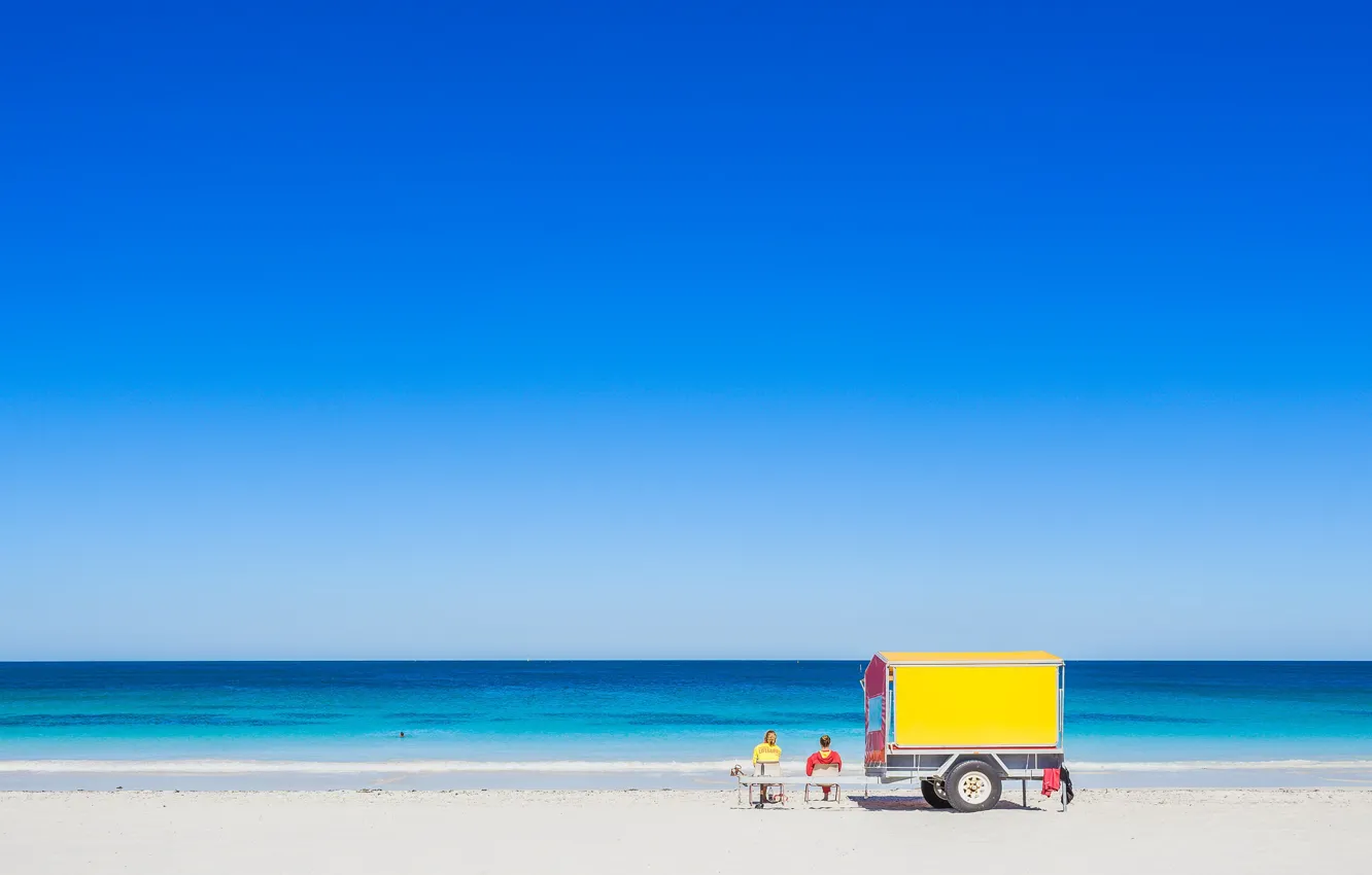 Фото обои summer, beach, blue, sunny, lifeguard