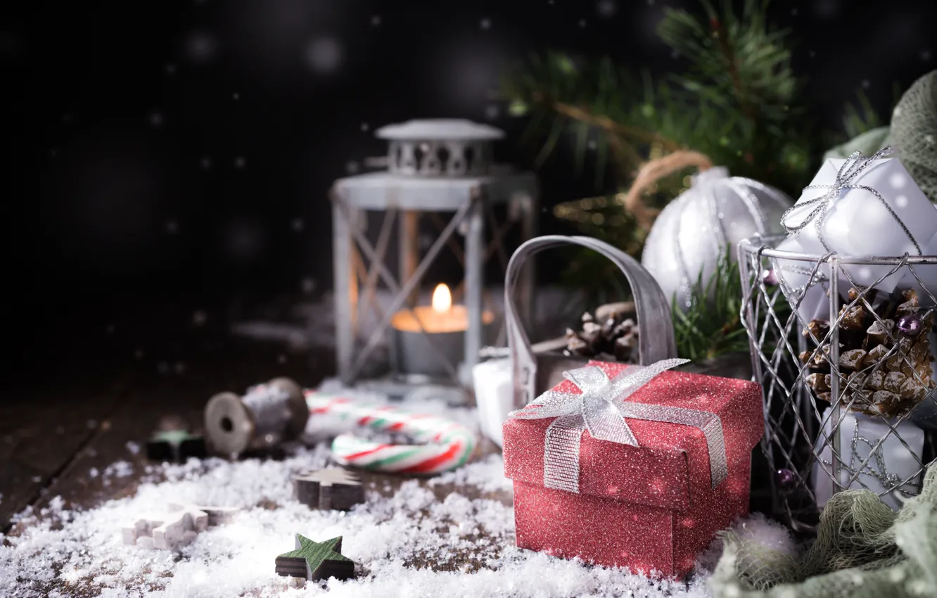 Фото обои праздник, подарок, игрушки, новый год, декор, композиция, Iryna Melnyk