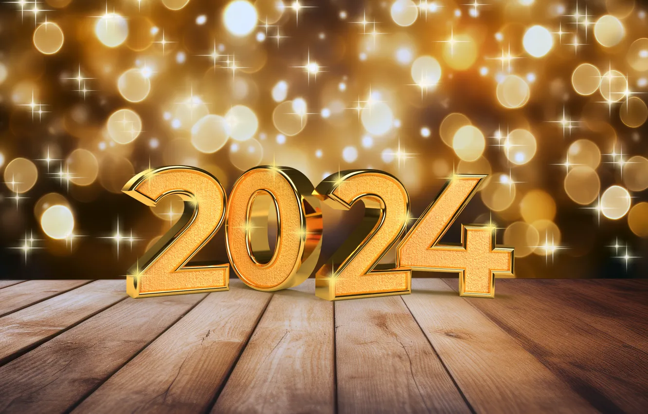 Фото обои фон, золото, Новый Год, цифры, golden, new year, happy, wood