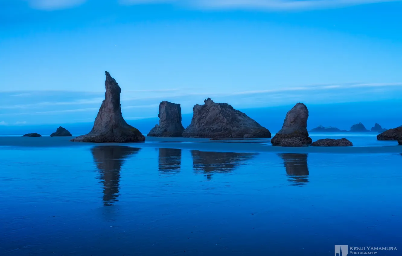 Фото обои море, скалы, photographer, вечереет, Kenji Yamamura