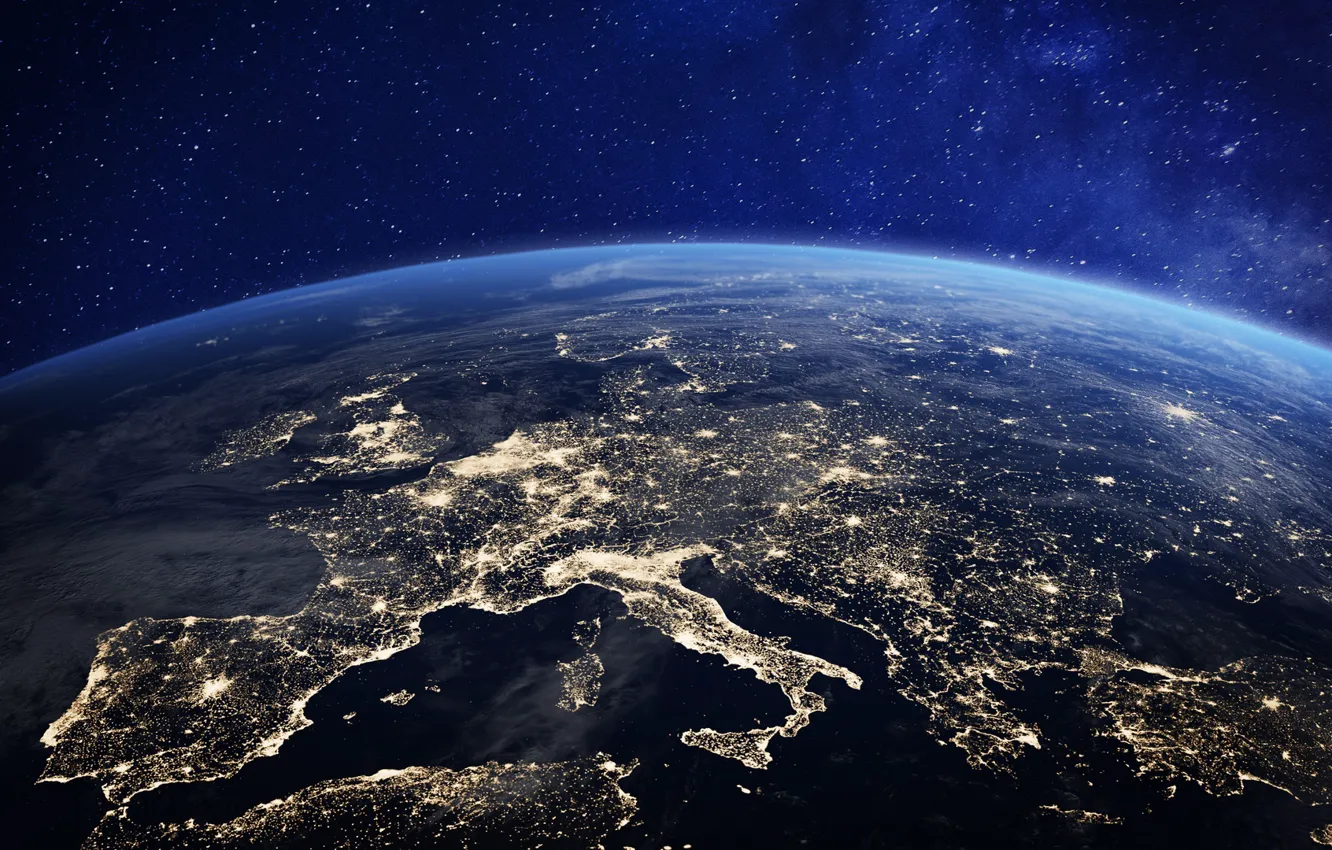 Фото обои lights, Europe, planet earth