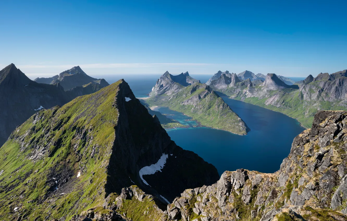 Фото обои горы, Норвегия, фьорды, Lofoten