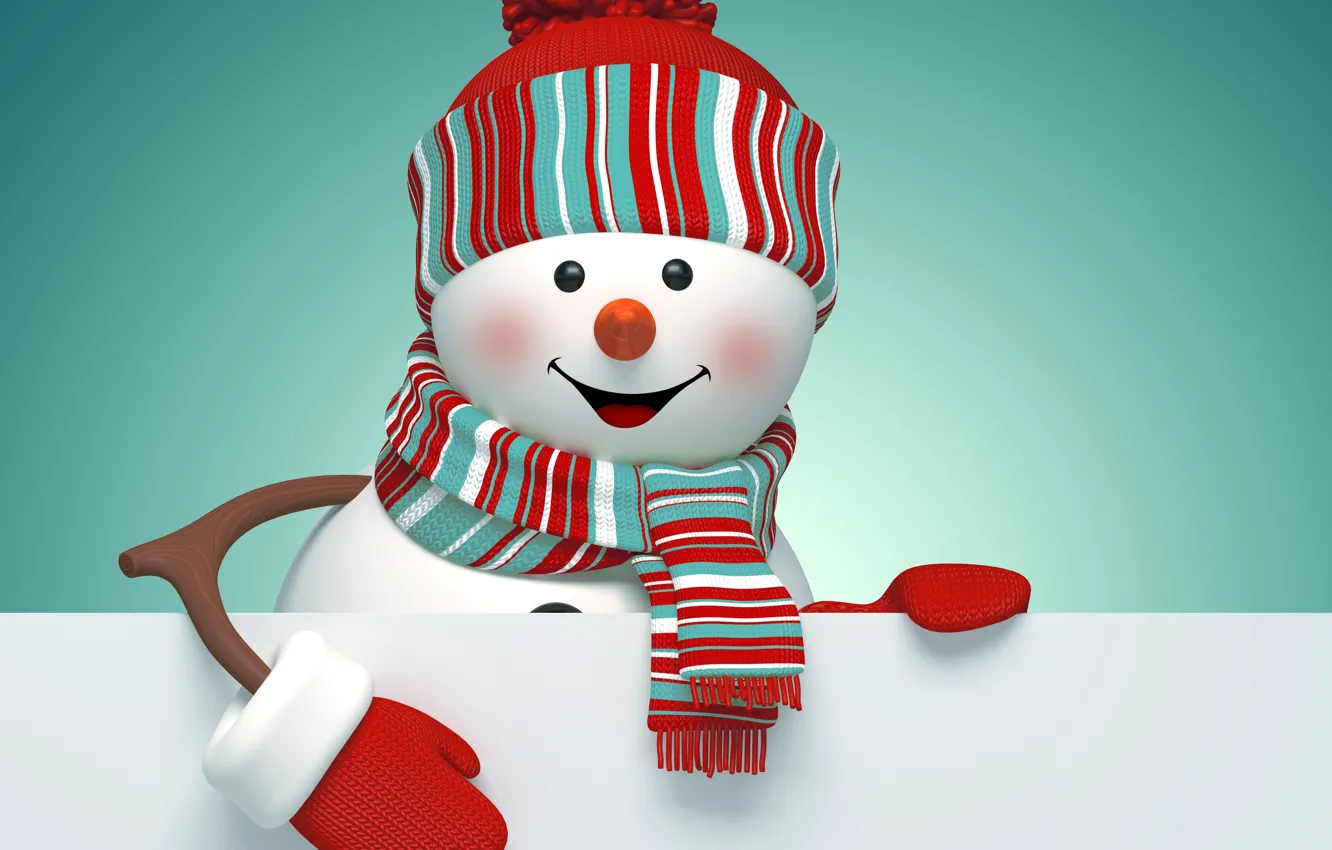 Фото обои Новый Год, Рождество, снеговик, Christmas, New Year, cute, snowman, decoration