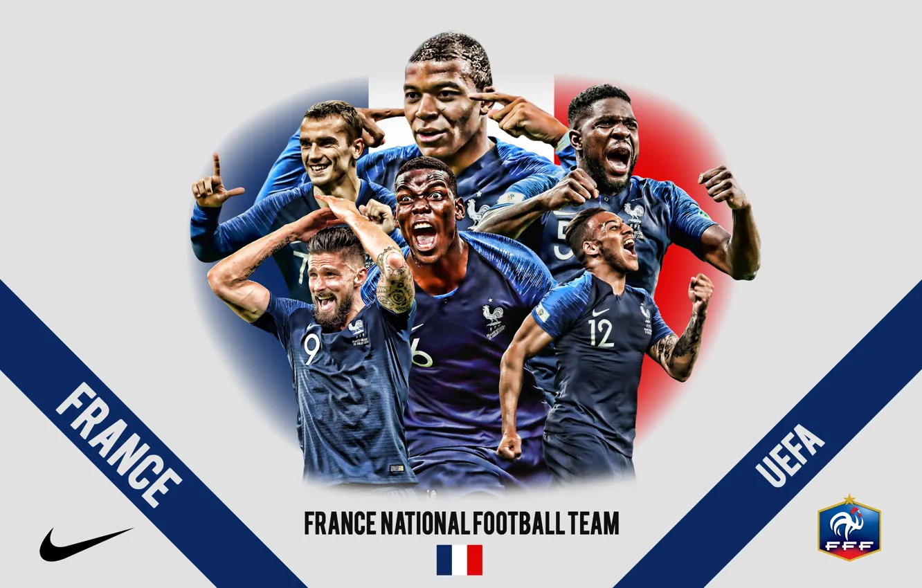 Фото обои wallpaper, logo, France, Nike, football, Sport, national team