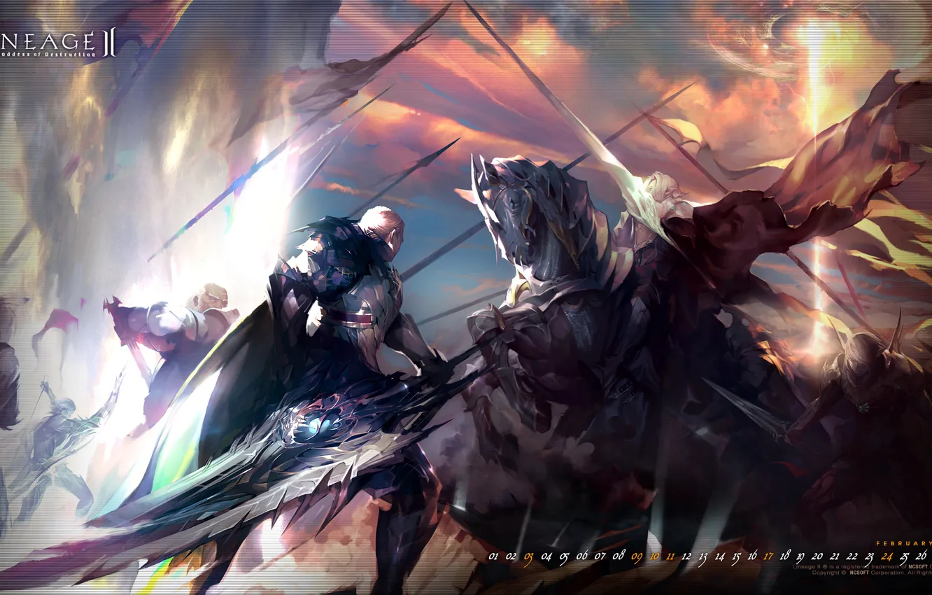 Фото обои эльф, человек, меч, всадник, битва, Lineage 2, lineage, линейка