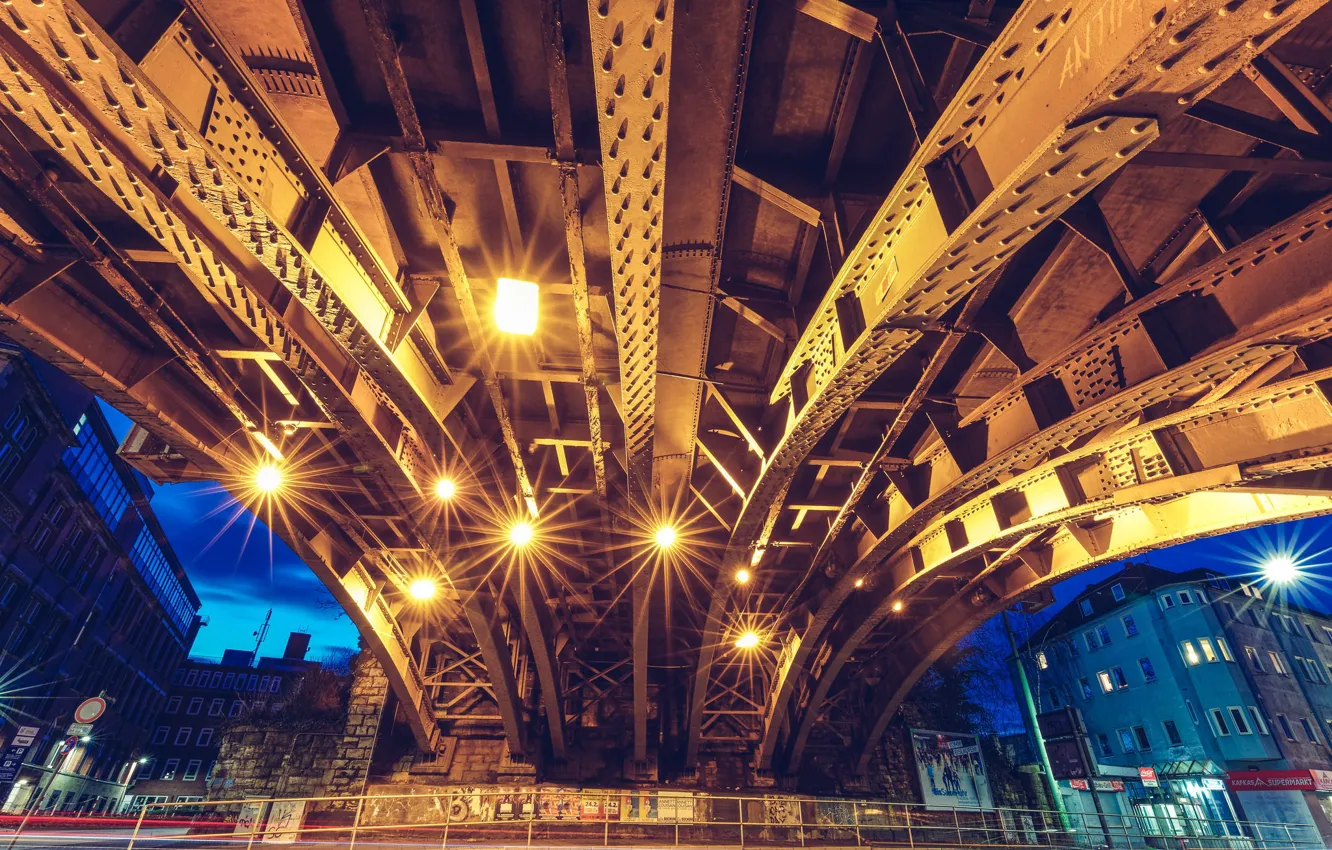 Фото обои bridge, Steel snapper, railway underpass, Bochum