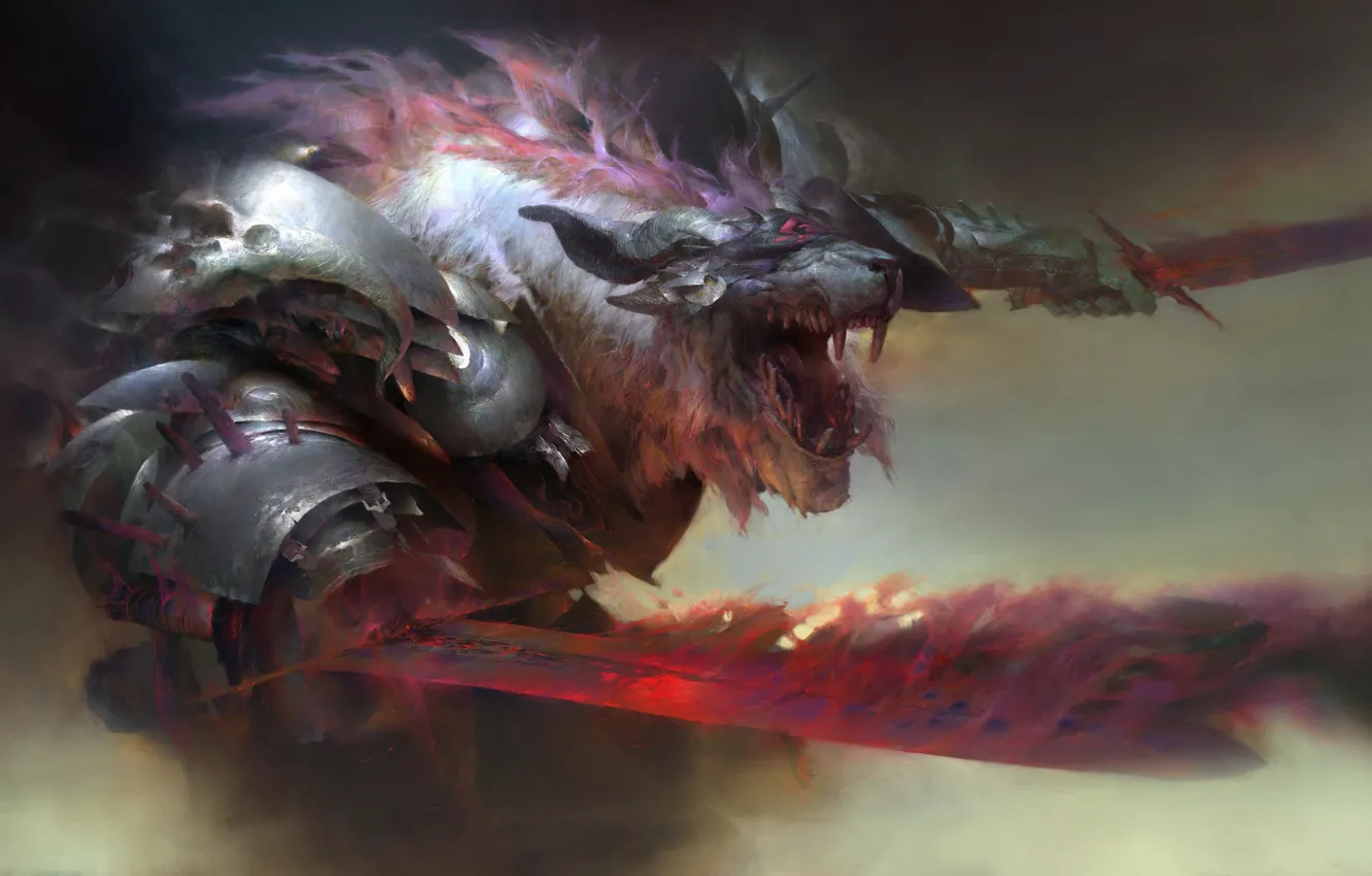 Фото обои оружие, монстр, чудовище, мечи, monster, guild wars 2, открытая пасть, weapons
