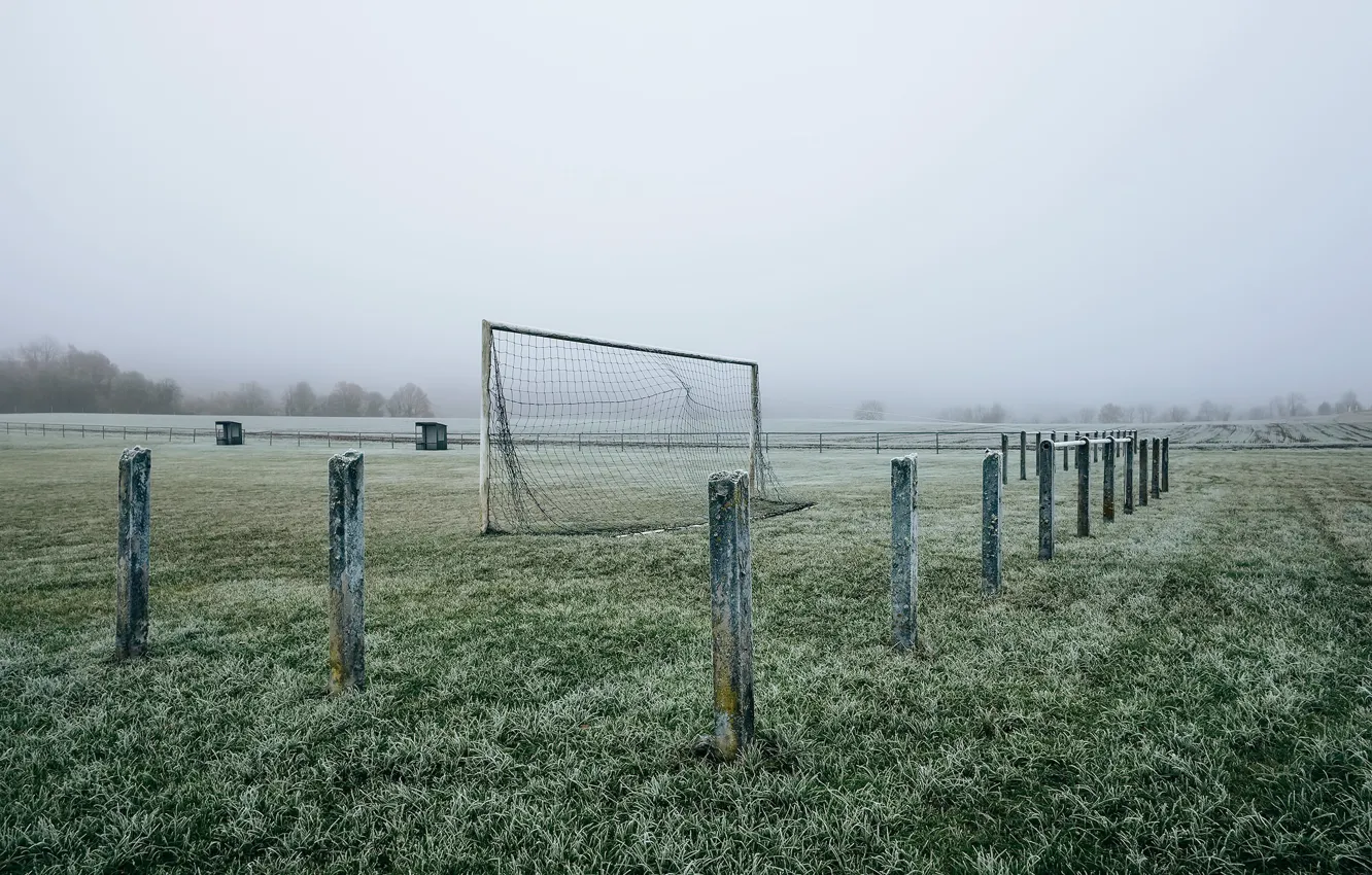 Фото обои поле, футбол, ворота