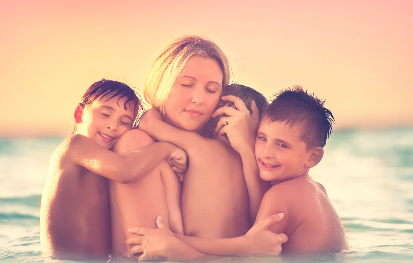 Фото обои радость, счастье, дети, мама, Meg Bitton