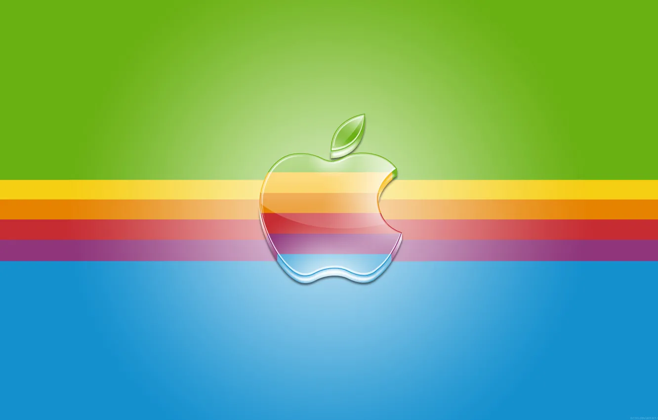 Фото обои полосы, Apple, радуга, лого