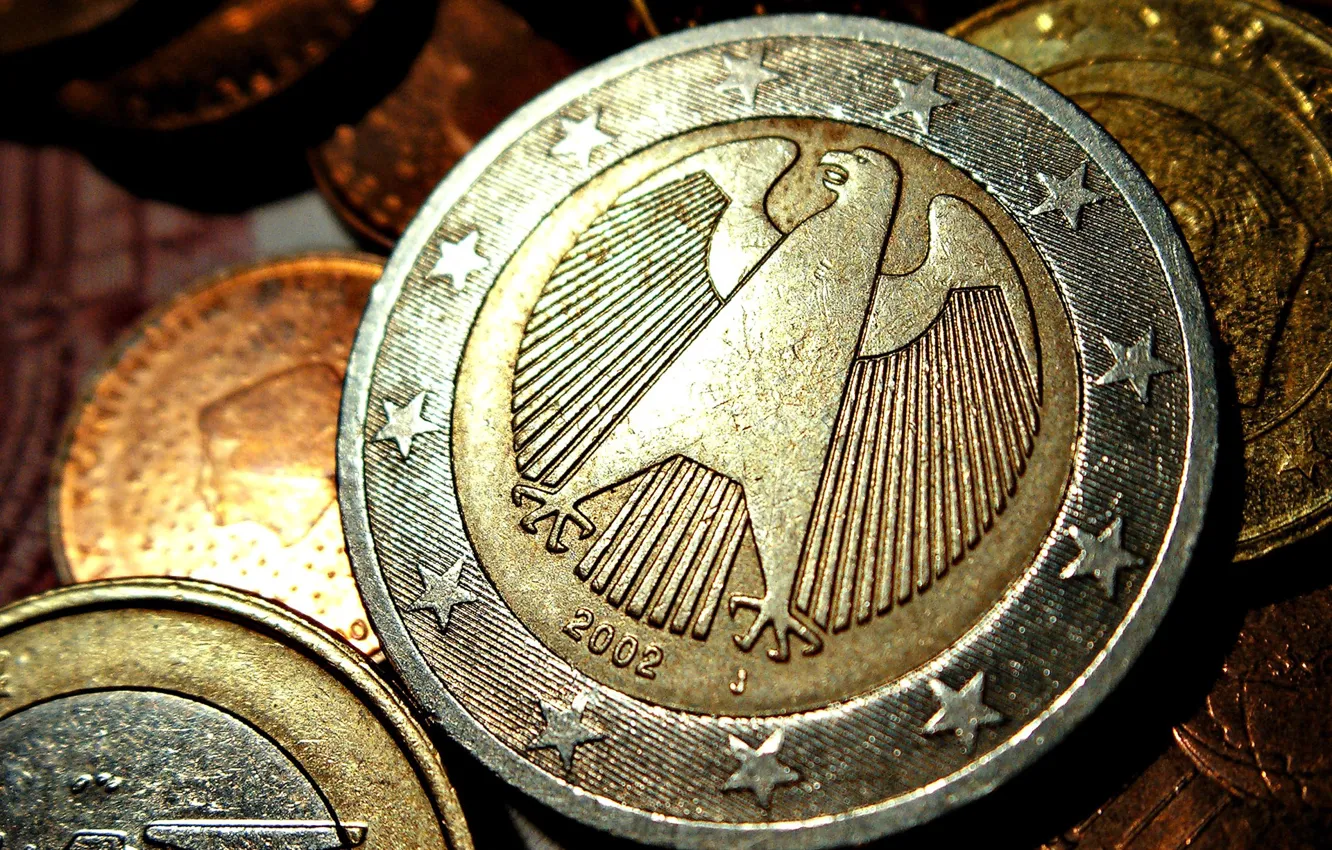 Фото обои Монеты, Coins, German, евро, Euro