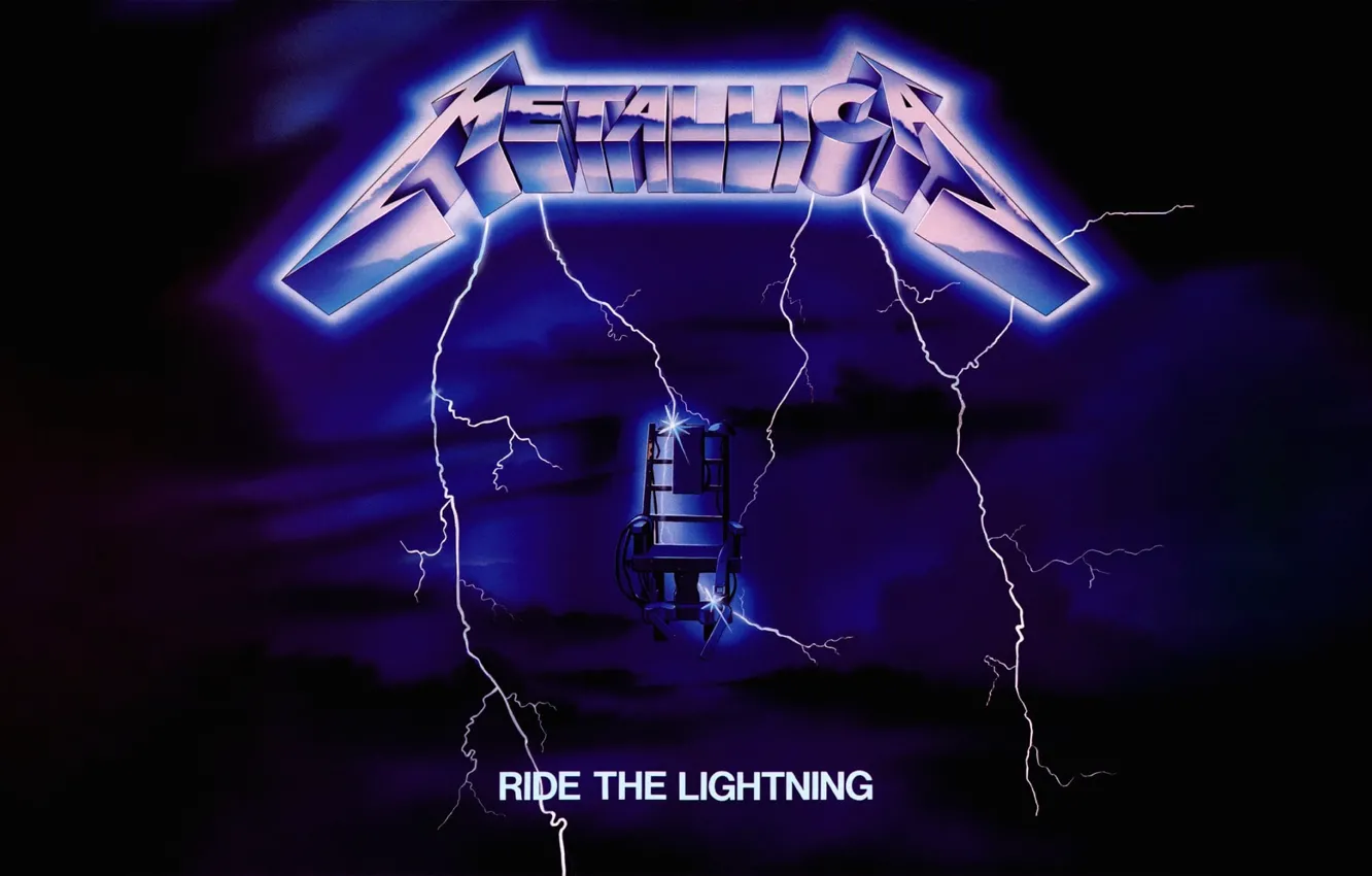 Фото обои молния, альбом, metallica, thrash metal, обложка альбома, 1985, метал группа, ride the lightning
