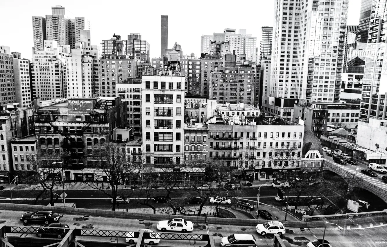 Фото обои USA, United States, cars, bridge, Streets, New York, Manhattan, NYC
