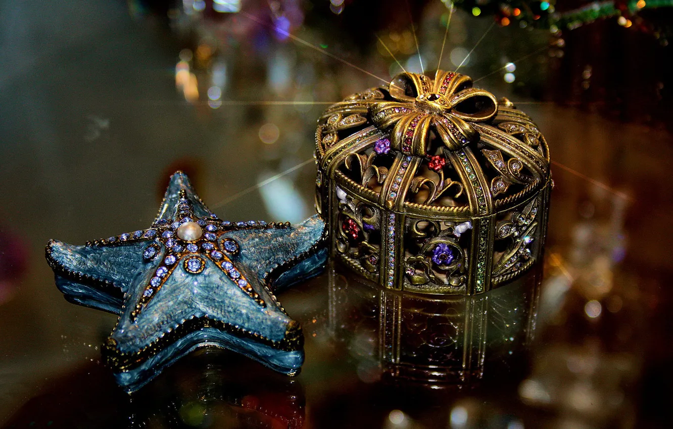 Фото обои украшения, подарки, Новый год, шкатулка