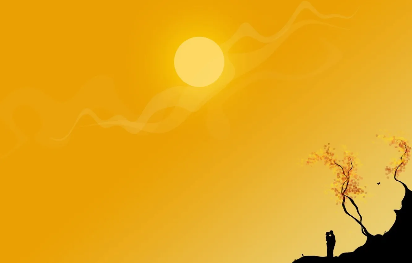 Фото обои солнце, желтый, вектор, пара
