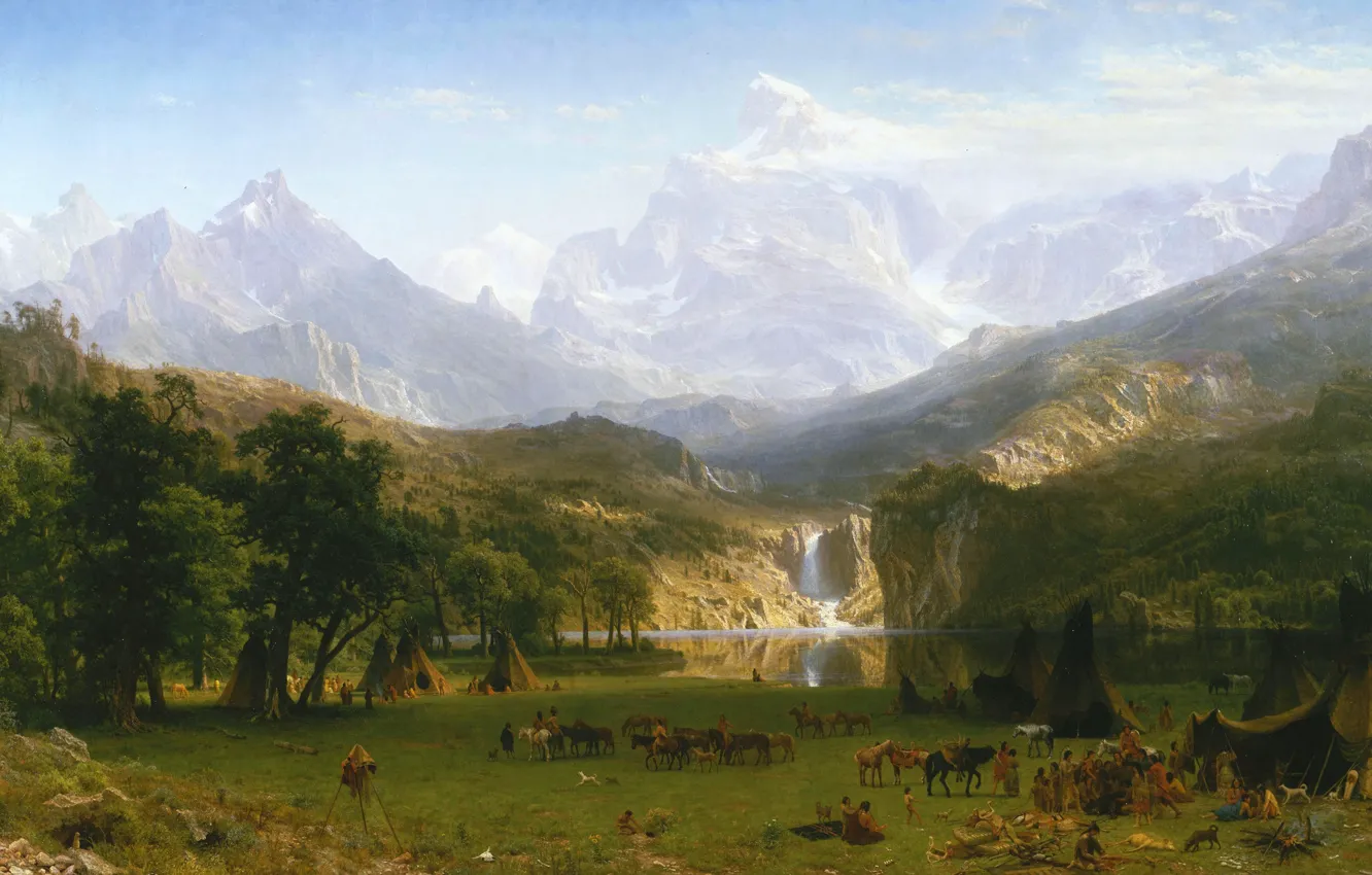 Фото обои пейзаж, картина, Альберт Бирштадт, Скалистые горы. Пик Лендера