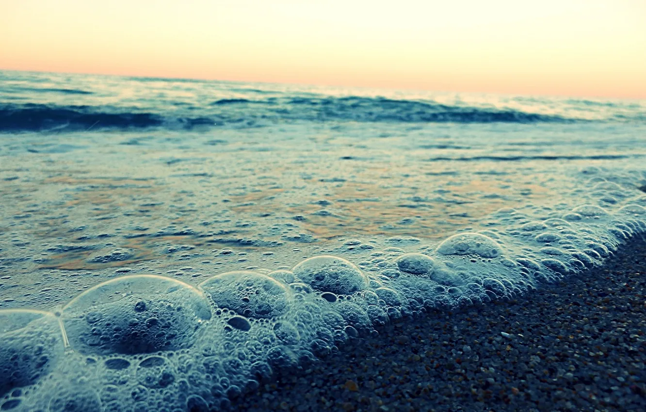 Фото обои море, вода, природа, пузырьки, волна, Макро