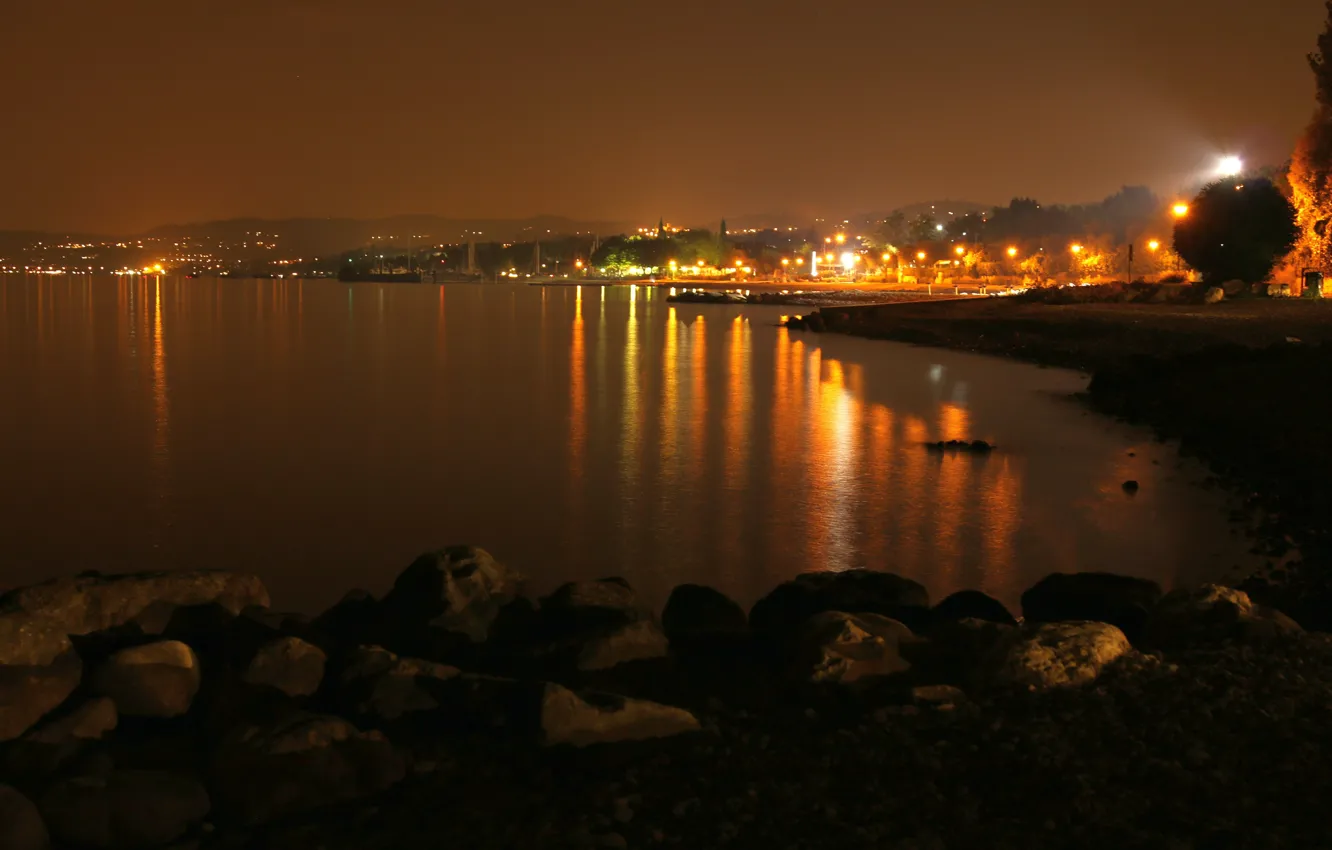 Фото обои ночь, побережье, Италия, Italy, night, Italia, Lombardia, Ломбардия