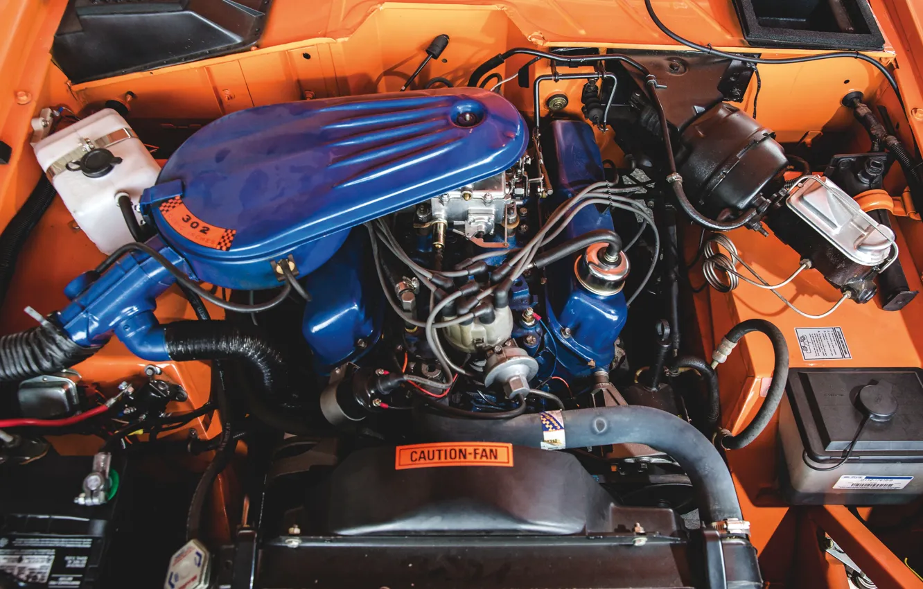 Фото обои оранжевый, двигатель, Ford, Bronco, Half Cab