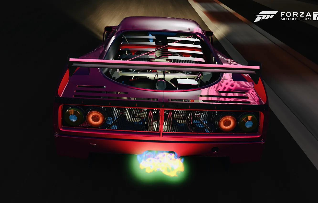 Фото обои HDR, Ferrari, F40, Fire, Speed, Lights, Game, Backlight