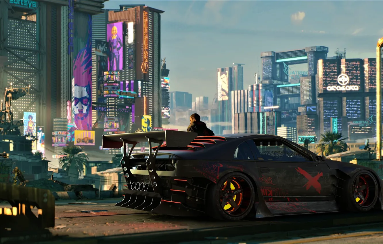 Фото обои City, Car, Арт, Cyberpunk 2077, 300ZX, Киберпанк, Cyberpunk, Киберпанк 2077