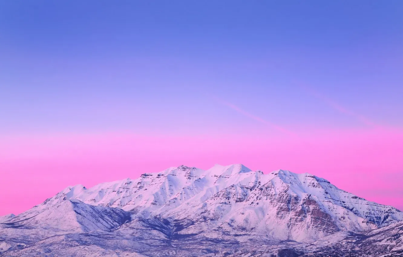 Фото обои небо, снег, горы, голубое, розовое