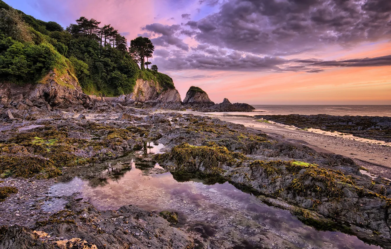 Фото обои rock, coast, england, atlantic ocean, lee bay