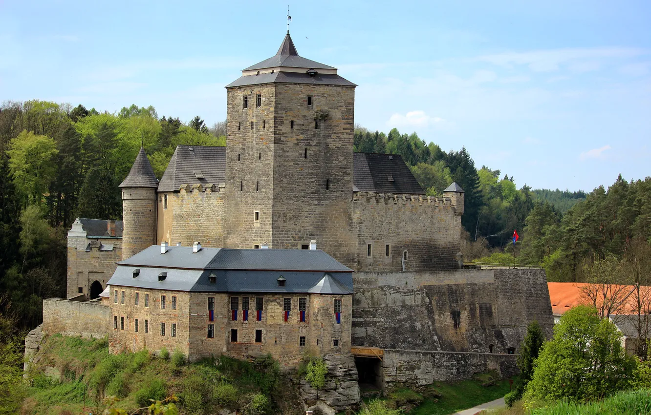 Фото обои walls, castle, huge, Czech republic, Bone, Kost