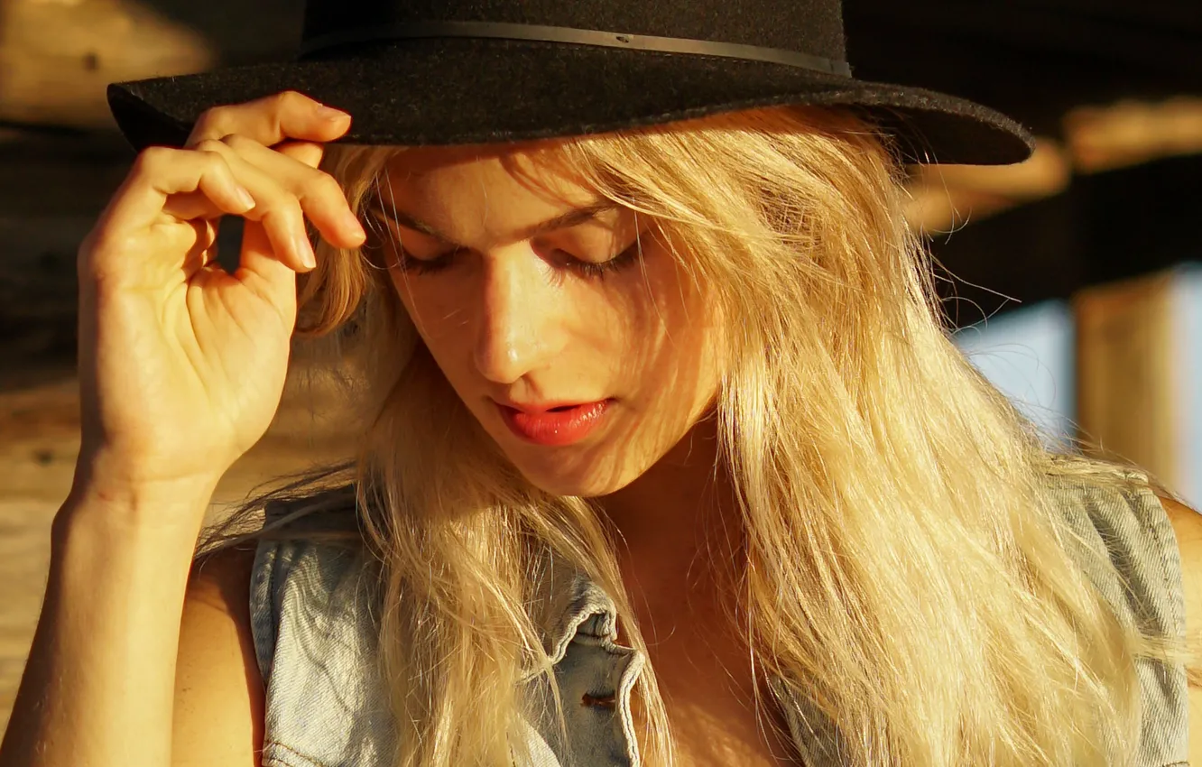 Фото обои девушка, лицо, шляпа