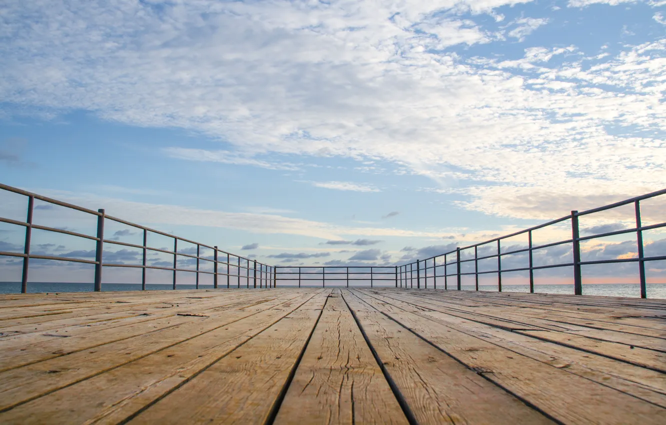 Фото обои небо, облака, макро, перспектива, доски