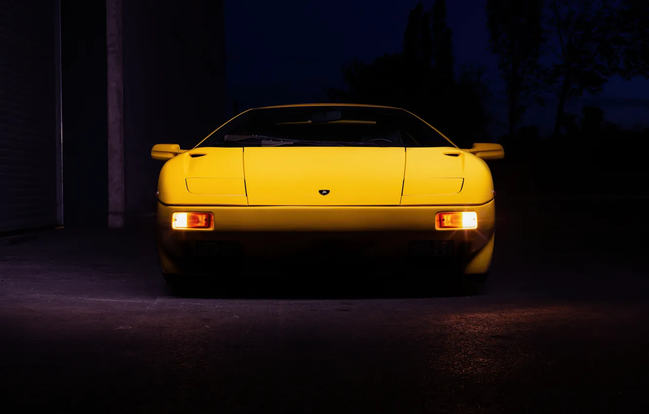 Фото обои Lamborghini, Diablo, front view, headlights, Lamborghini Diablo VT 6.0