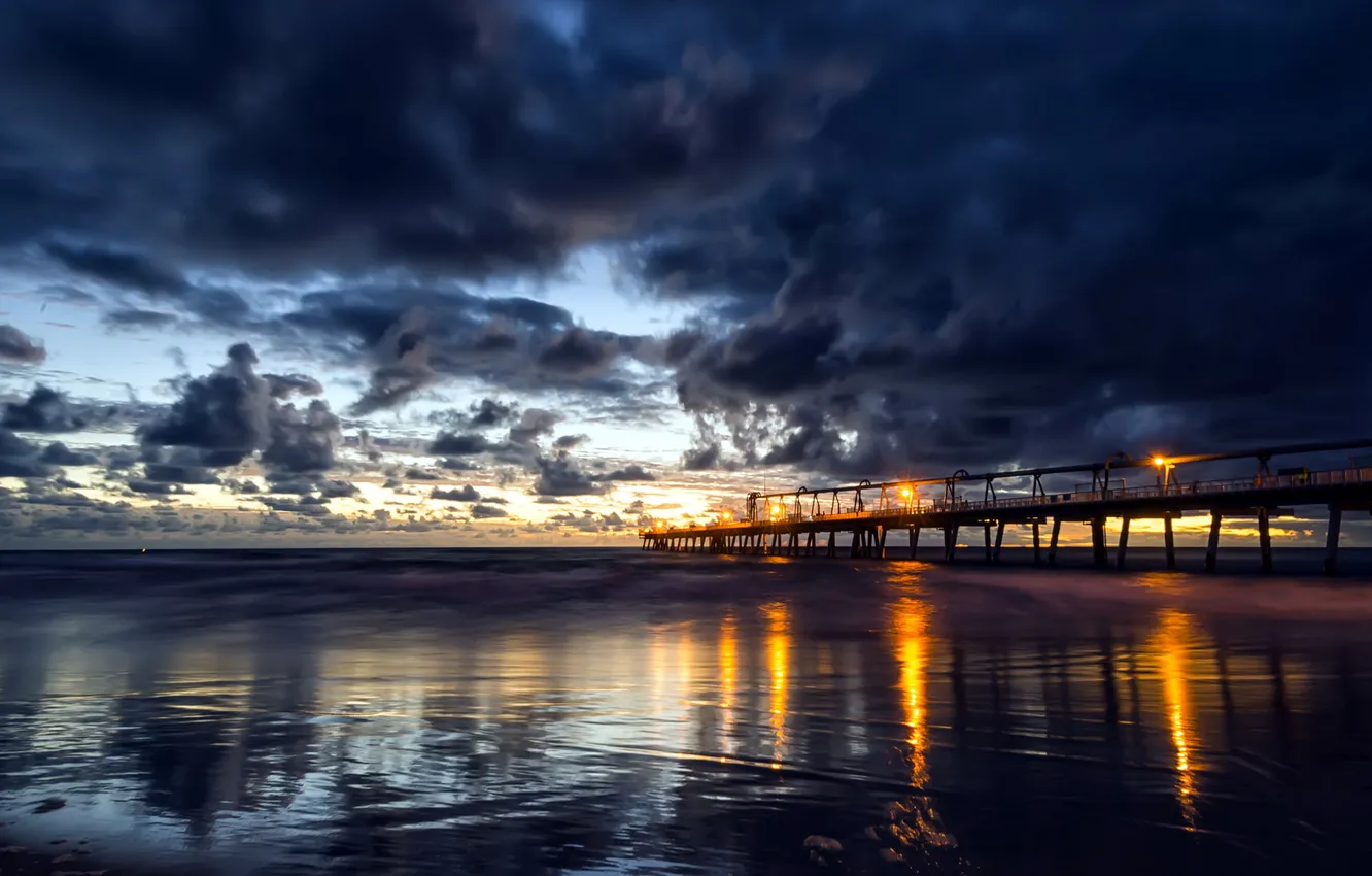 Фото обои sea, clouds, sunrise, reflections, Gold Coast