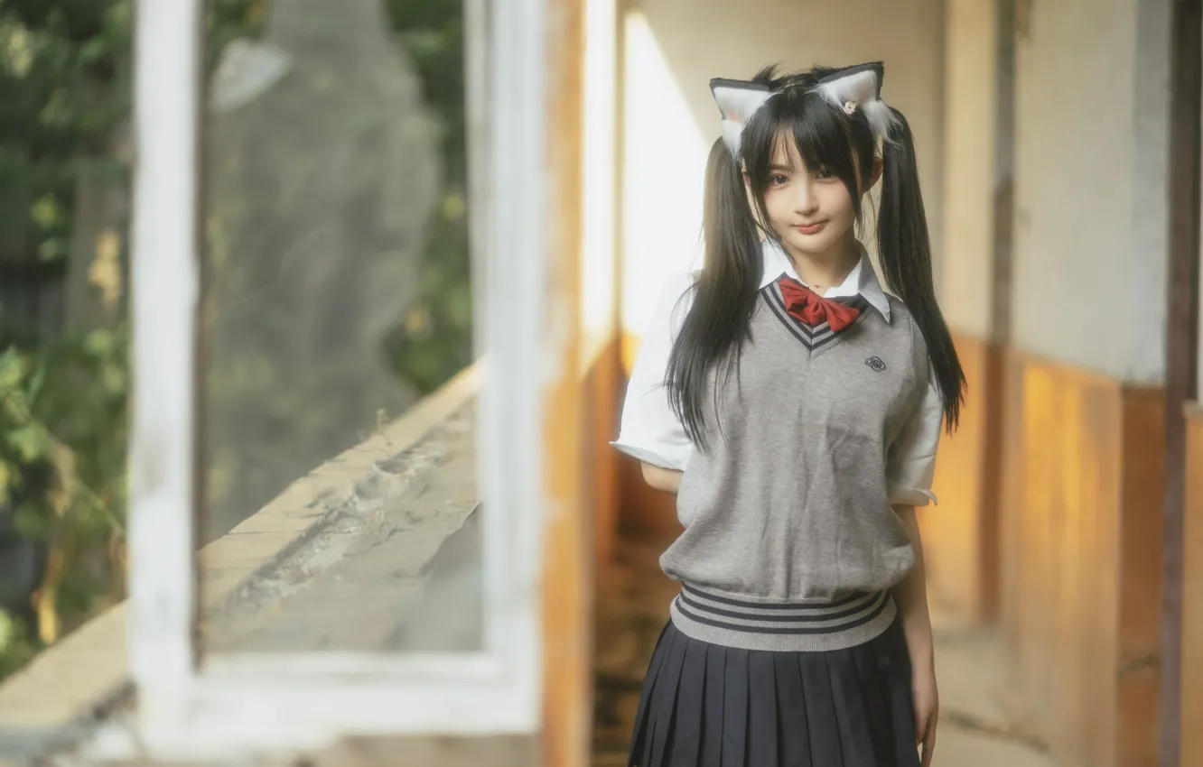 Фото обои Beautiful, Asian, Model, Woman, Pretty, Japanese, Uniform