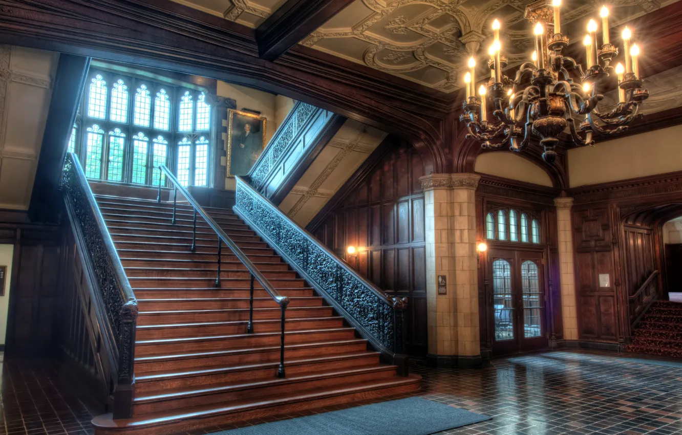 Фото обои house, castle, hall, stairs, steps