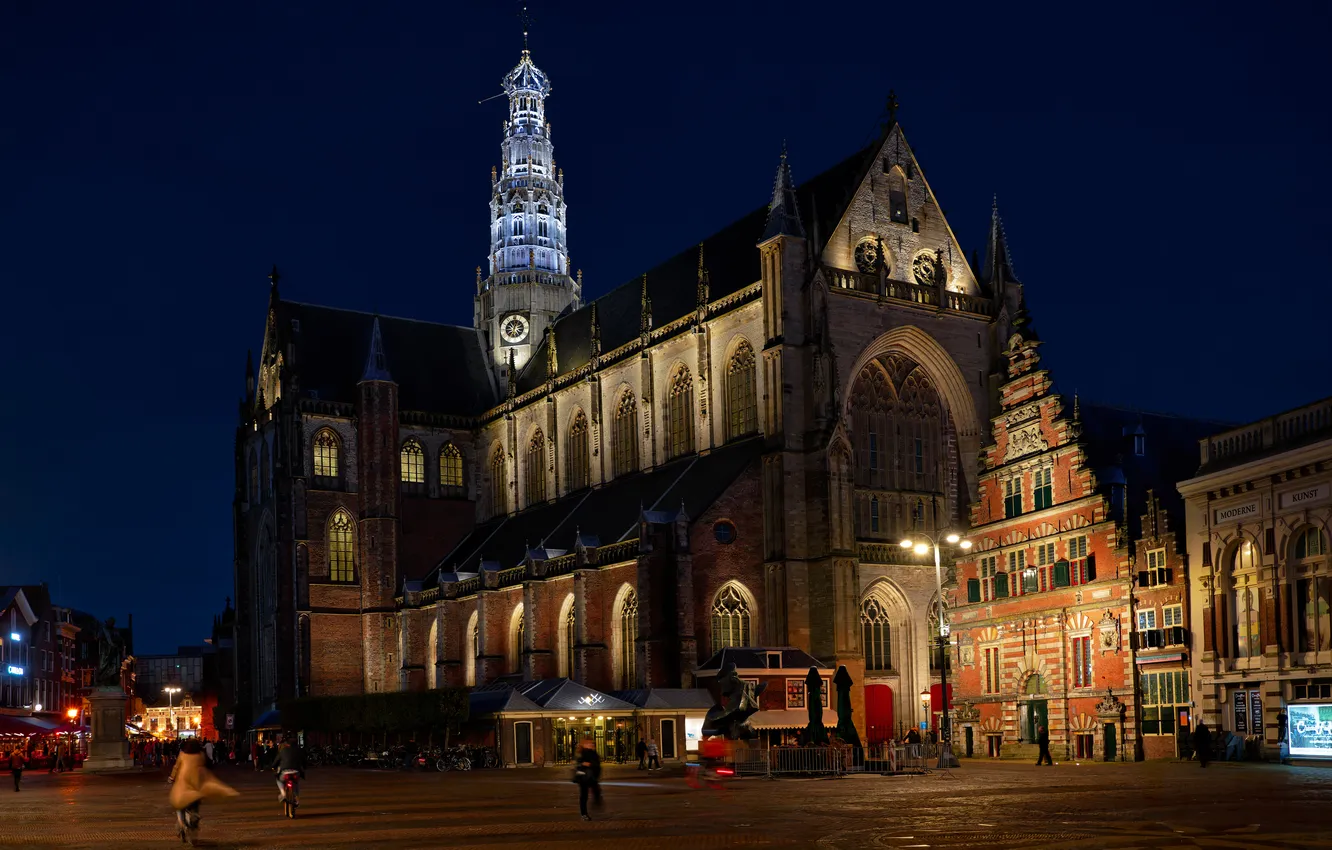 Фото обои здания, вечер, Нидерланды, Haarlem
