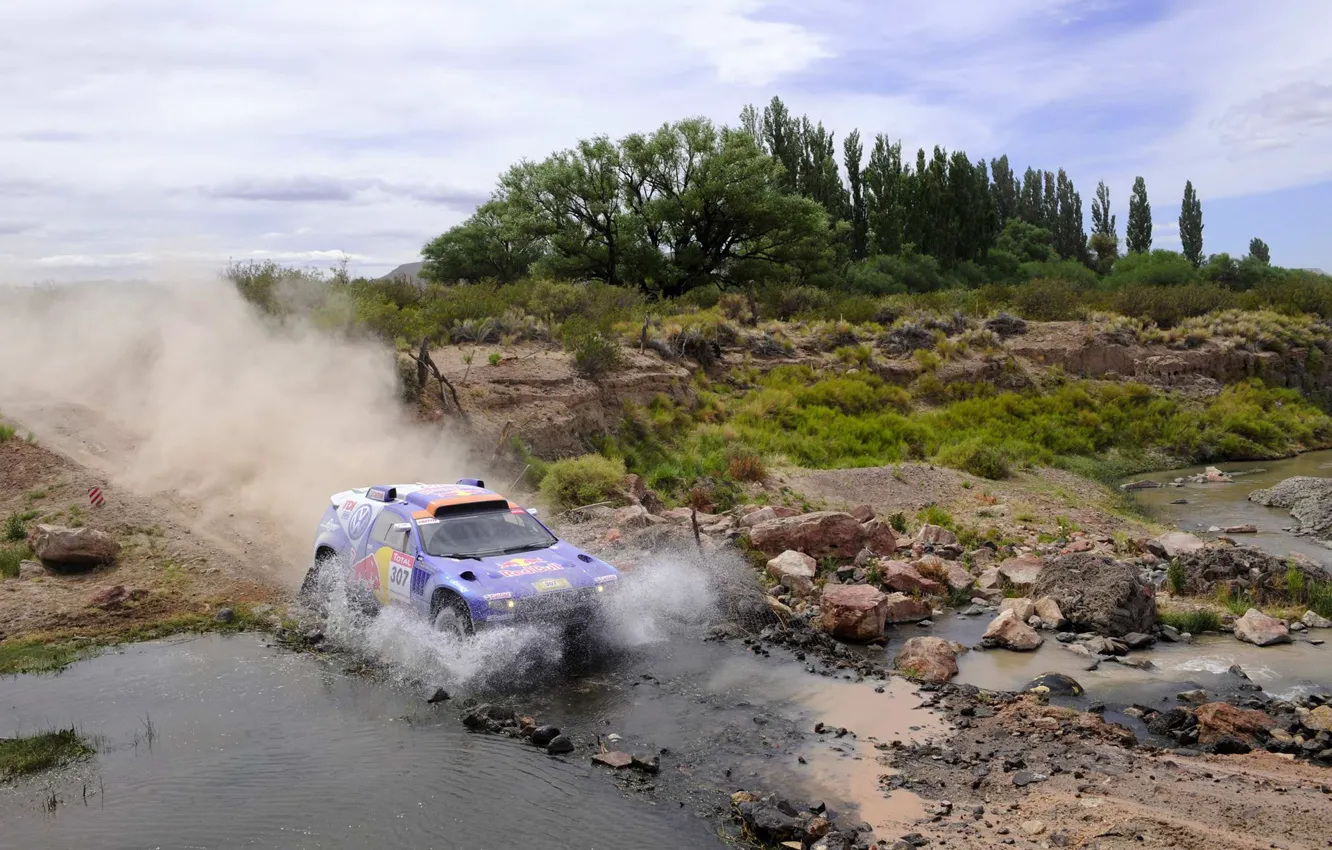 Фото обои Volkswagen, переправа, Touareg Race