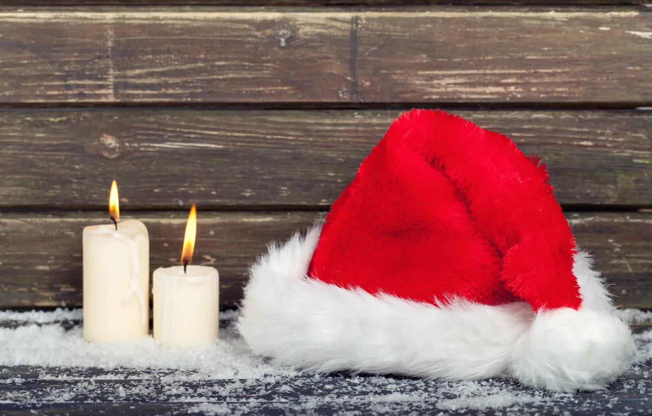 Фото обои свечи, Новый Год, Рождество, wood, merry christmas, decoration, xmas, santa hat