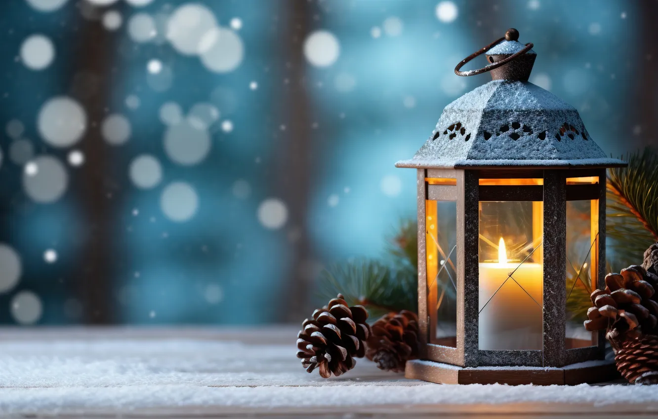 Фото обои зима, снег, ночь, новый год, Рождество, фонари, Christmas, night