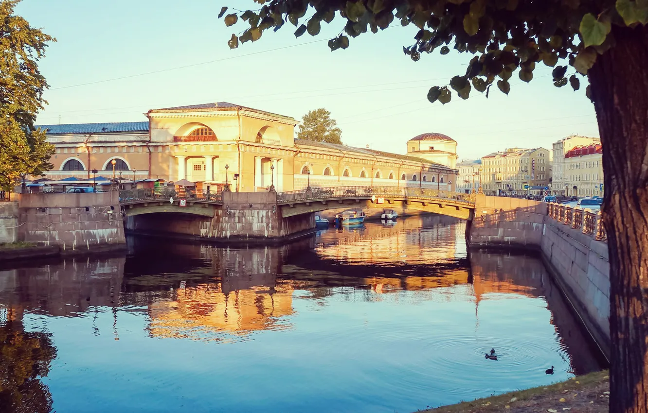 Фото обои вода, мост, река, здания, дома, Питер, Санкт-Петербург, Россия
