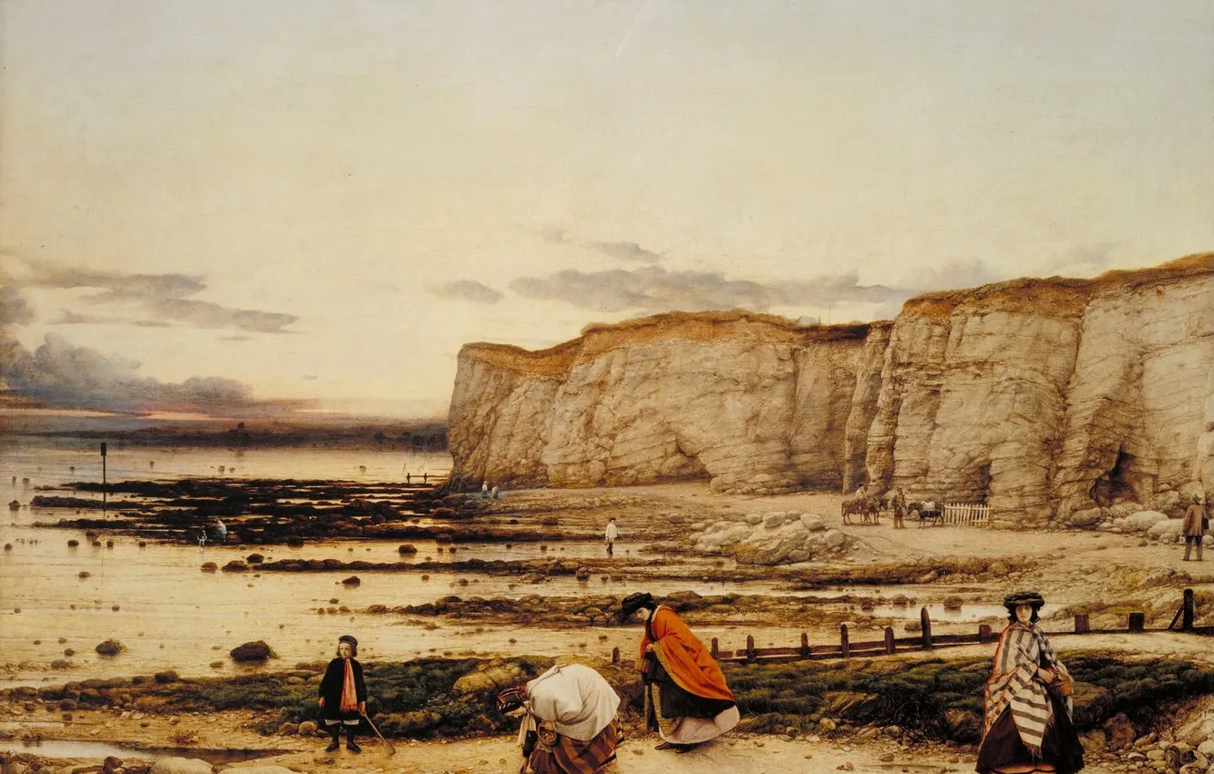 Фото обои люди, побережье, картина, william dyce, pegwell bay
