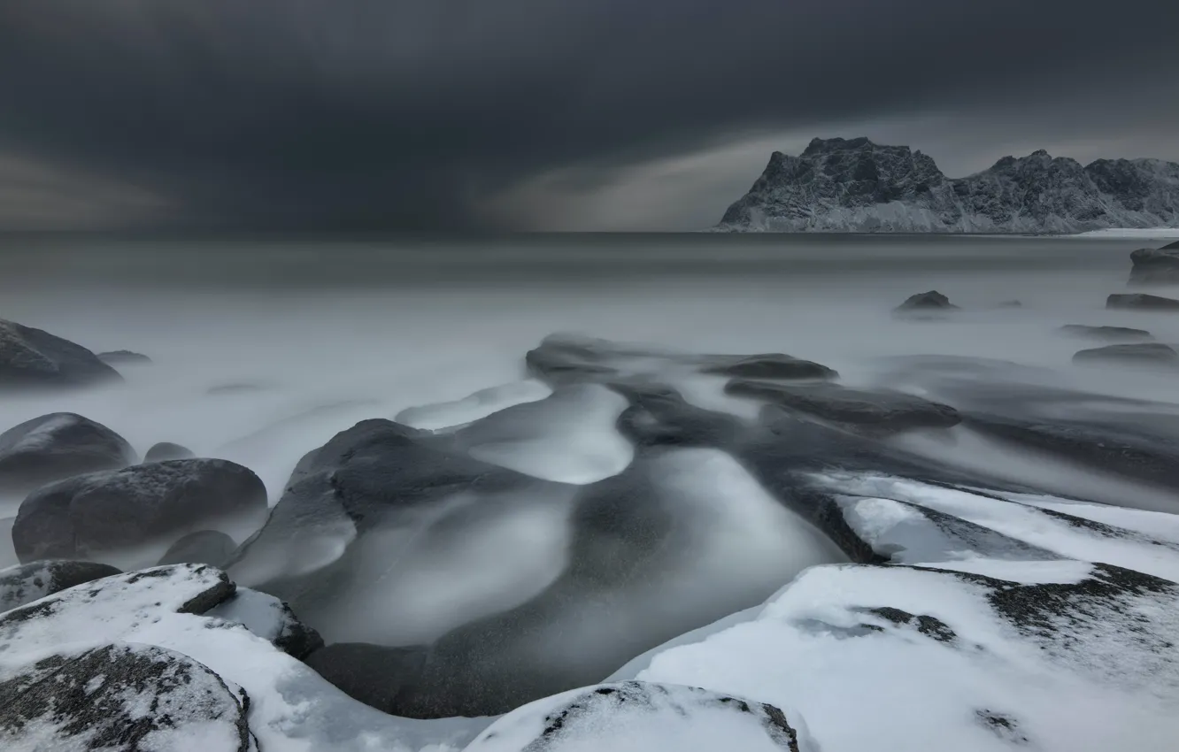 Фото обои Норвегия, Лофотенские острова, Пляж Утакляйв