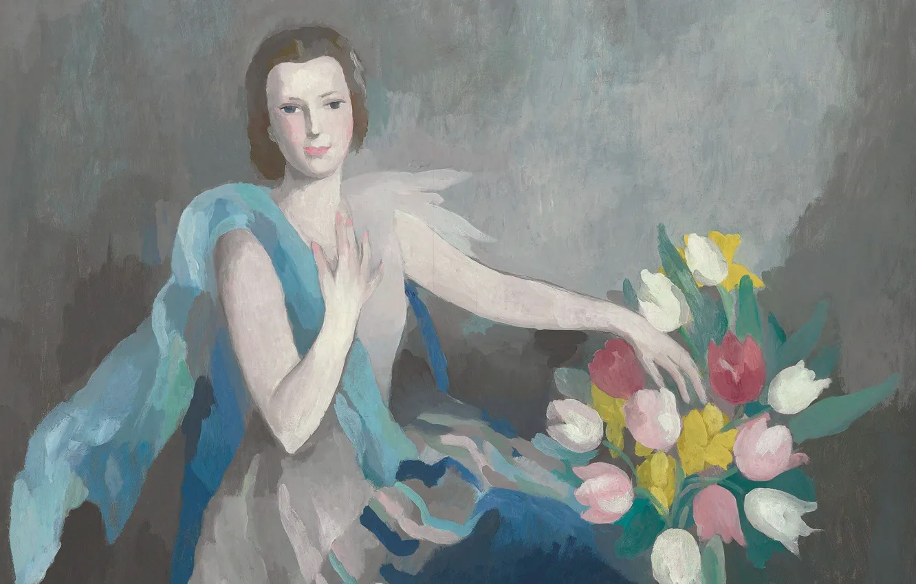 Фото обои 1936, Модерн, Marie Laurencin, Женщина с тюльпанами